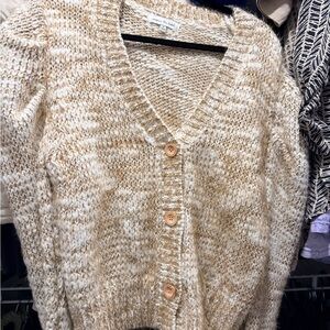 Jacqui E Beige Button-Up Cardigan